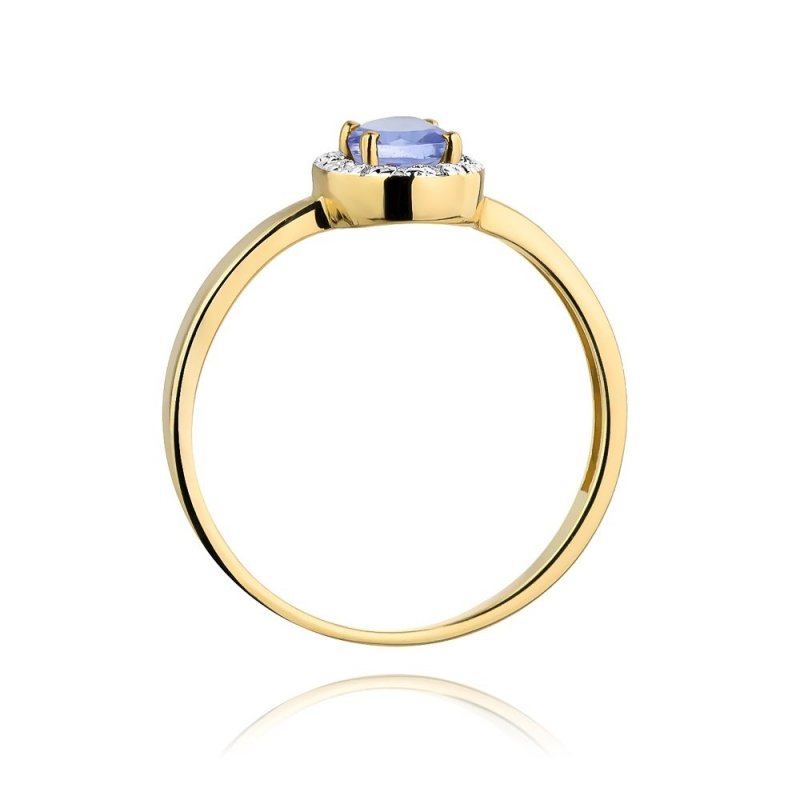Pierścionek złoty 585 z brylantami 0,08ct tanzanitem 0,40ct W-330