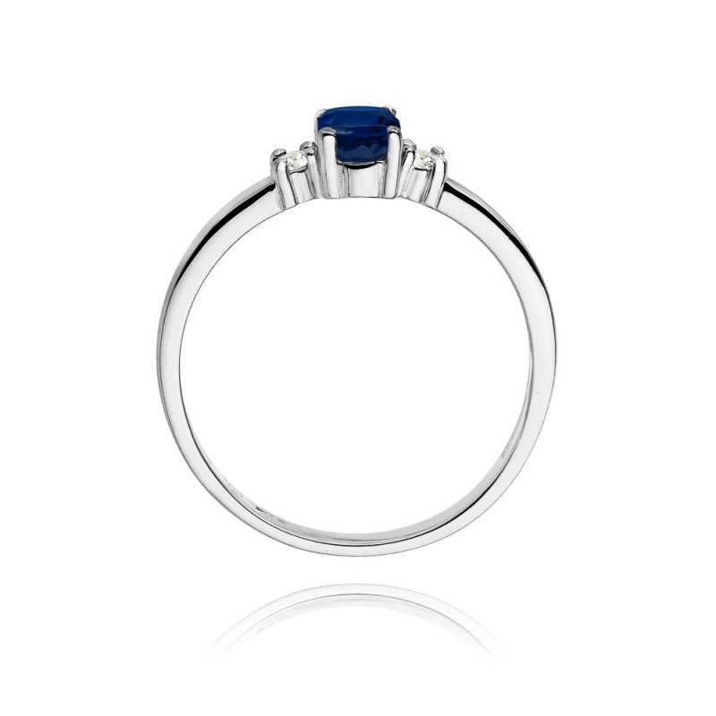 Pierścionek złoty 585 z brylantami 0,08ct szafirem 0,70ct W-264