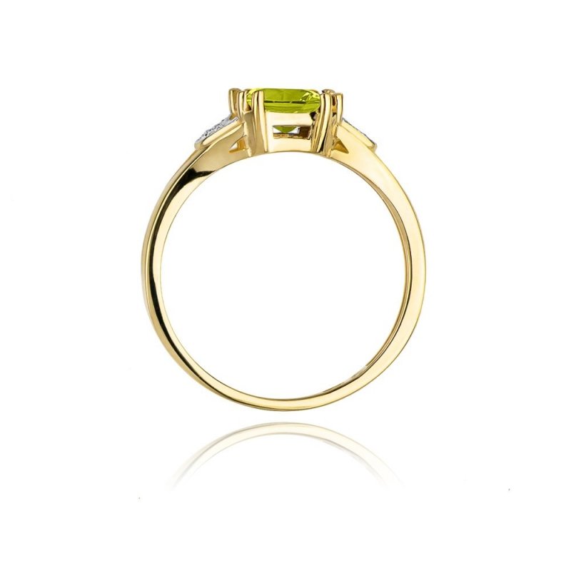 Pierścionek złoty 585 z brylantami 0,06ct oliwinem 1,10ct W-40B