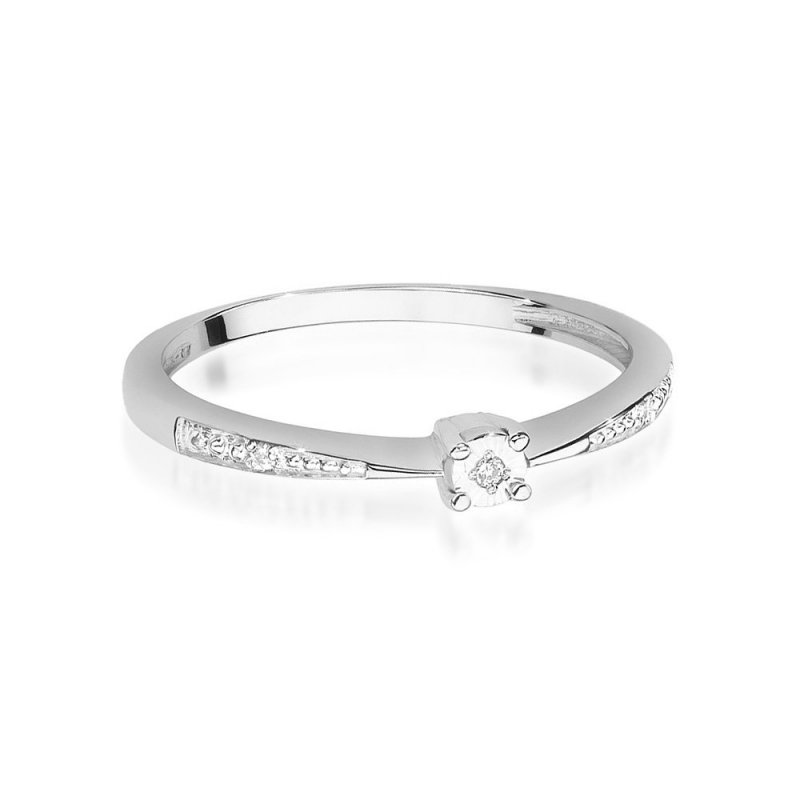Pierścionek złoty 585 z brylantami 0,02ct zaręczynowy W-465