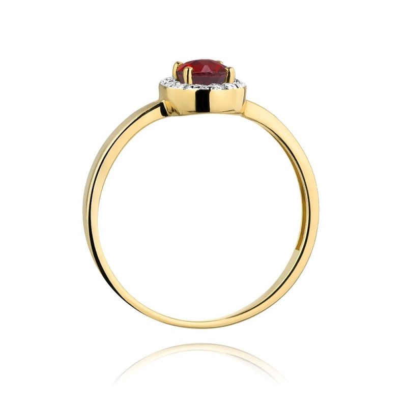 Pierścionek złoty 585 z brylantami 0,08ct rubinem 0,60ct W-330