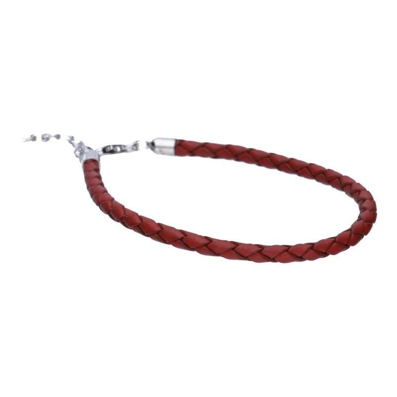Bransoletka rzemyk czerwony srebro 925