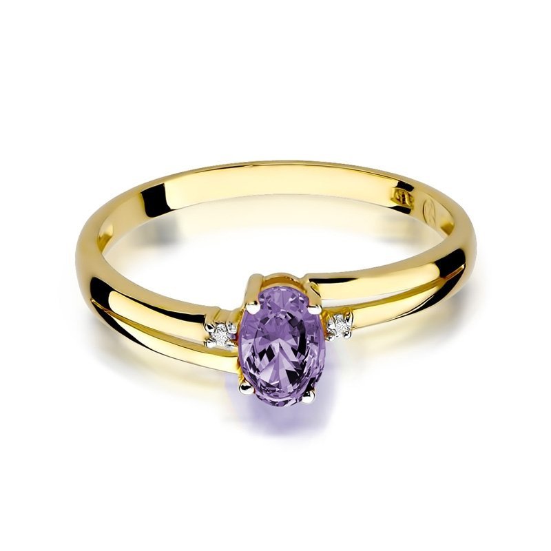 Pierścionek złoty 585 z brylantami 0,03ct tanzanitem 0,40ct W-68