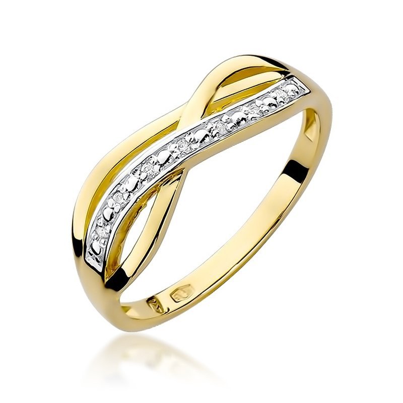 Pierścionek złoty 585 z brylantami 0,06ct zaręczynowy W-90