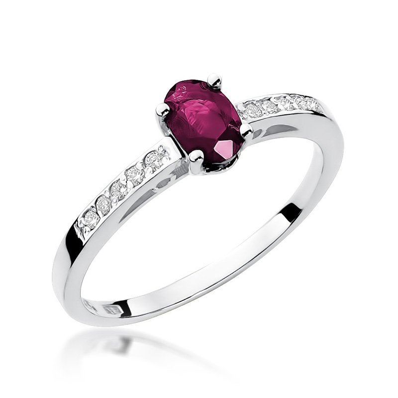 Pierścionek złoty 585 z szafirem 0,70ct brylantami 0,05ct zaręczynowy W-67