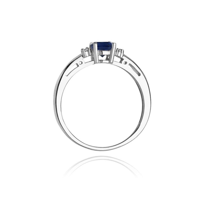 Pierścionek złoty 585 z brylantami 0,03ct szafirem 0,50ct W-10