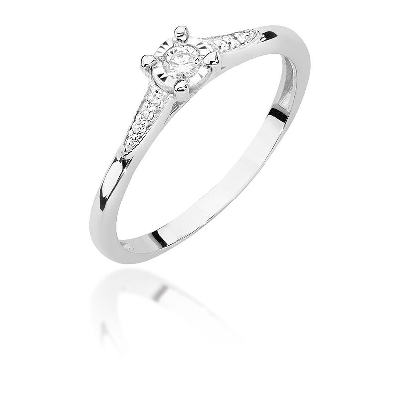 Pierścionek złoty 585 z brylantami 0,11ct zaręczynowy W-466