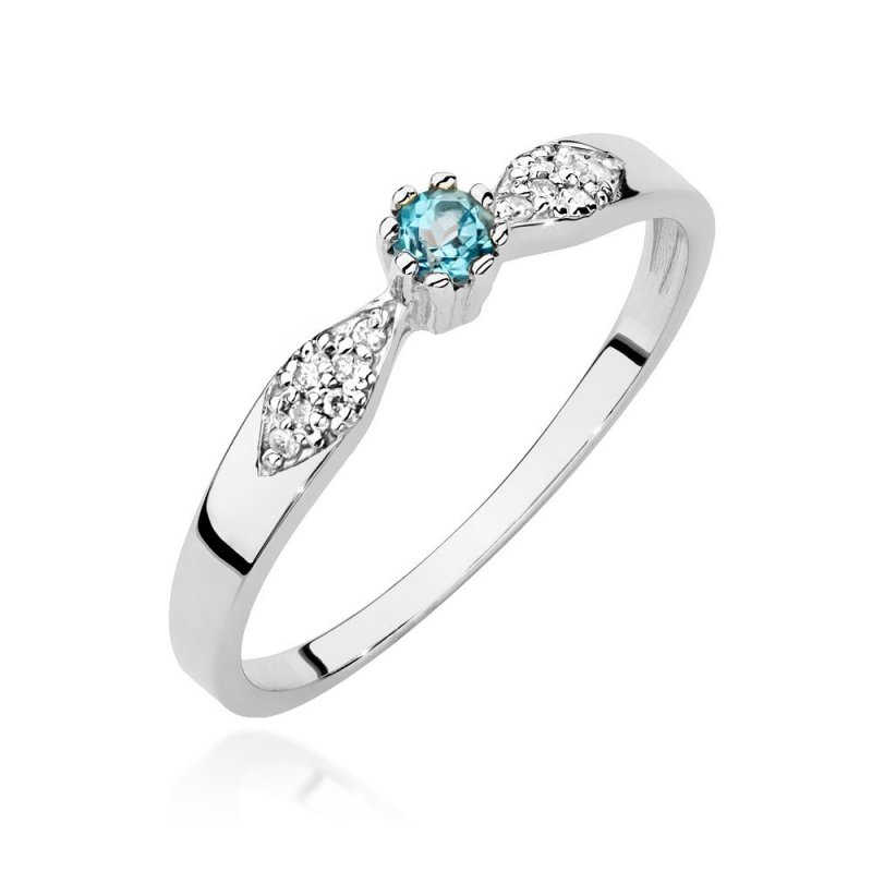 Pierścionek złoty 585 brylanty0,06ct topaz 0,15ct BC-013