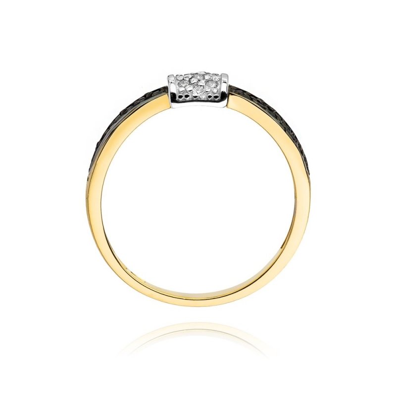 Pierścionek złoty 585 z czarnymi i białymi brylantami 0,19ct W-297