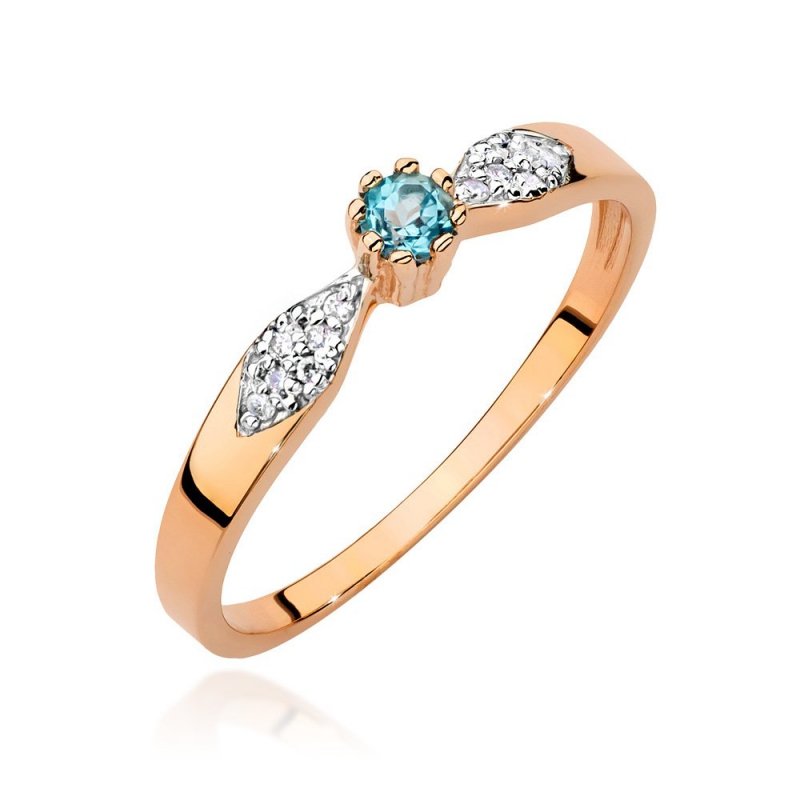 Pierścionek złoty 585 brylanty0,06ct topaz 0,15ct BC-013