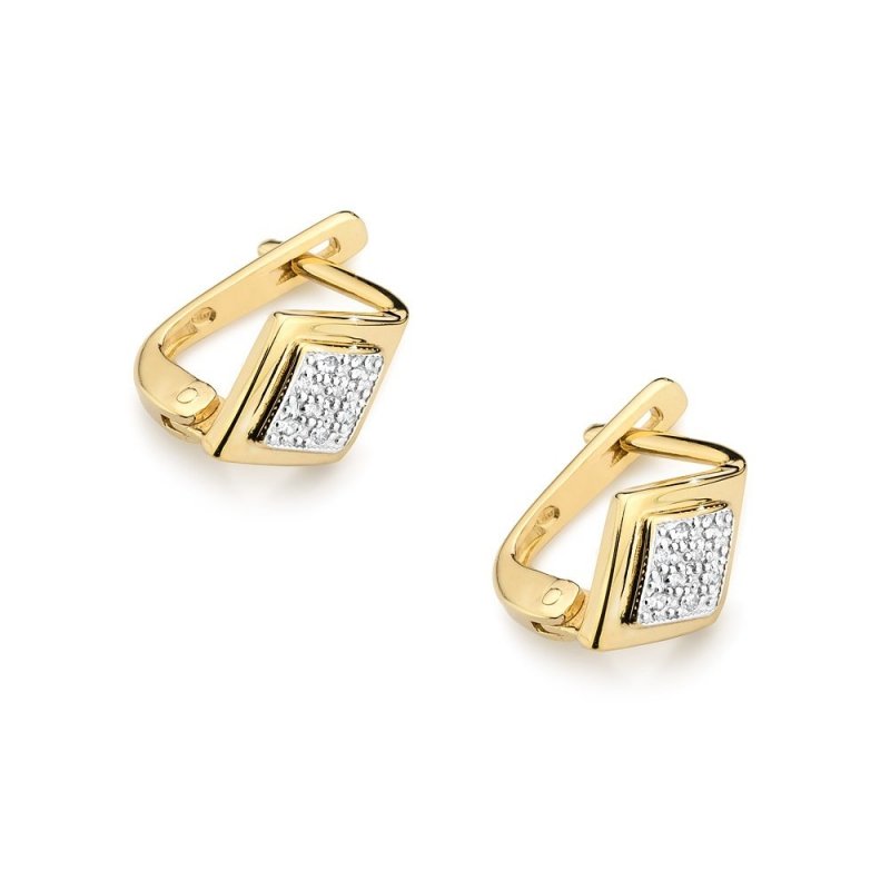 Kolczyki złote 585 z brylantami 0,08ct KO-52 angielskie