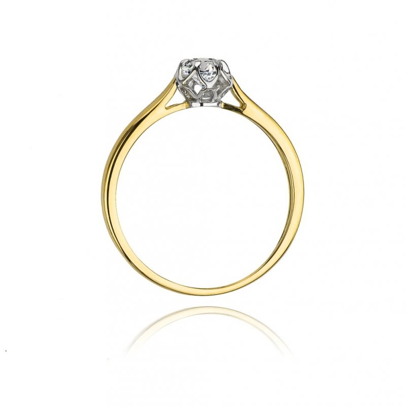 Pierścionek złoty 585 brylanty 0,15ct zaręczynowy W-62