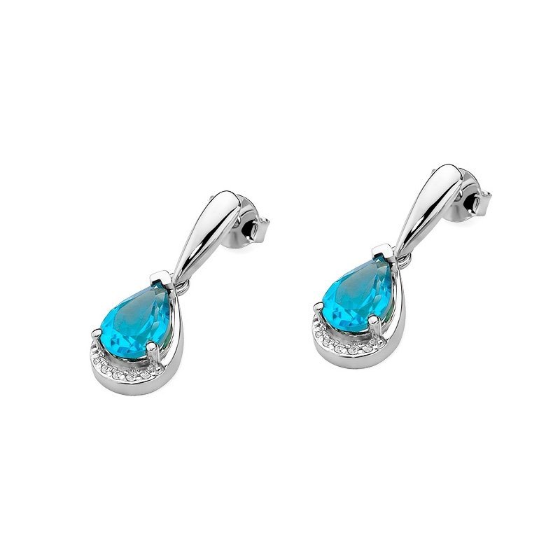 Kolczyki złote 585 z topazem 1,8ct brylantami KO-51