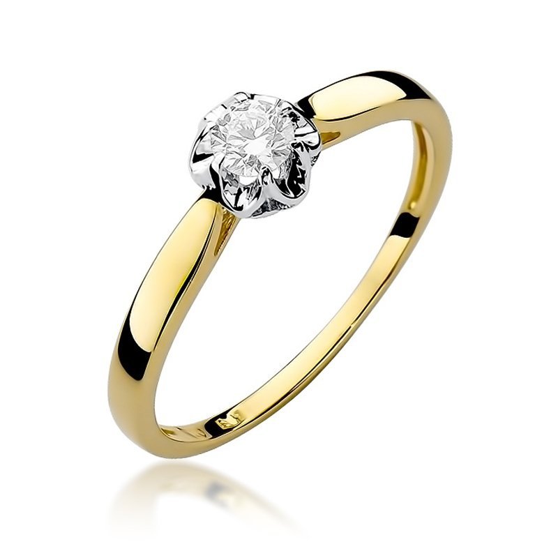 Pierścionek złoty 585 brylanty 0,15ct zaręczynowy W-62