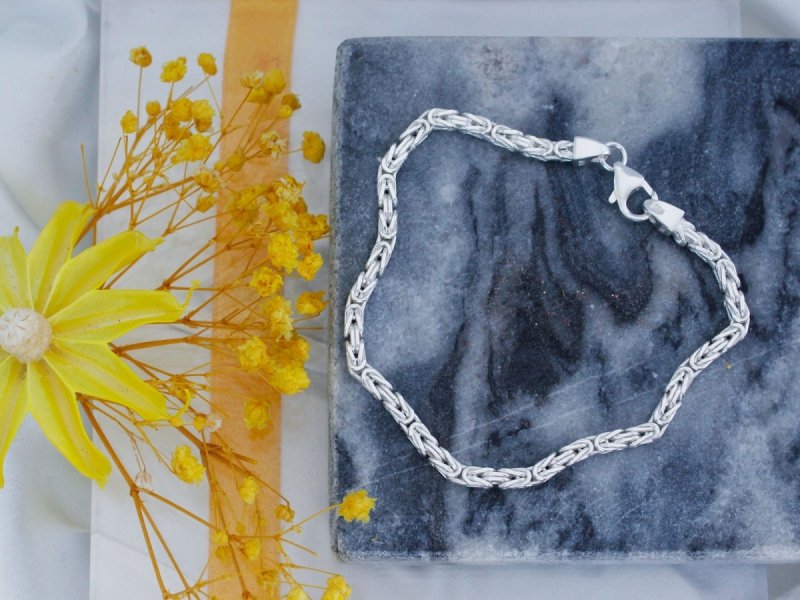 Bransoletka srebrna 925 łańcuszkowa królewski splot 21cm