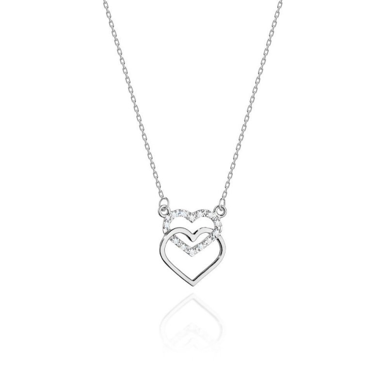 Łańcuszek złoty 585 serduszko z brylantami 0,05ct C-25