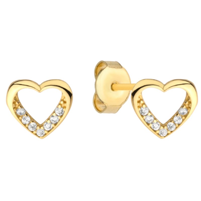 Kolczyki złote 585 sztyft klasyczne serduszka serca