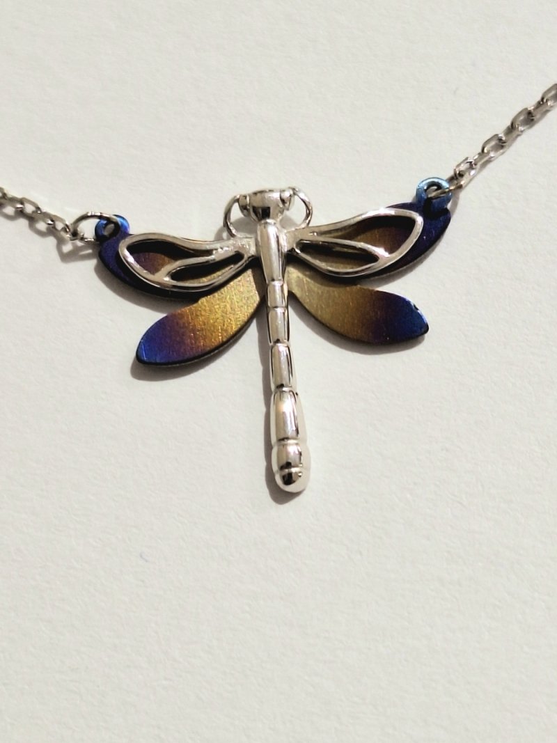 NASZYJNIK TYTAN I SREBRO 925 WAŻKA KOLOROWA