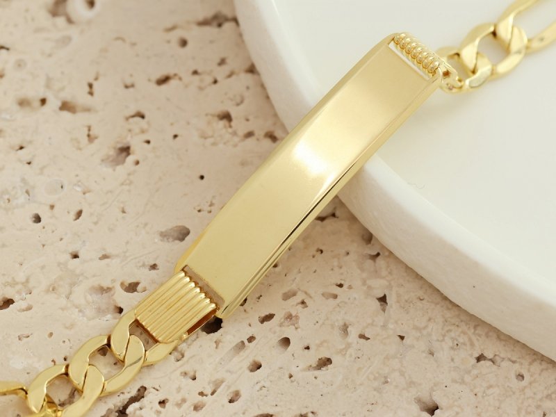 Bransoletka złota 585 blaszka pod grawer figaro 21cm 7.43g