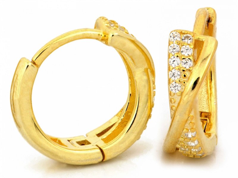 KOLCZYKI SREBRNE 925 POZŁACANE KÓŁKA KOŁA KREOL 14MM