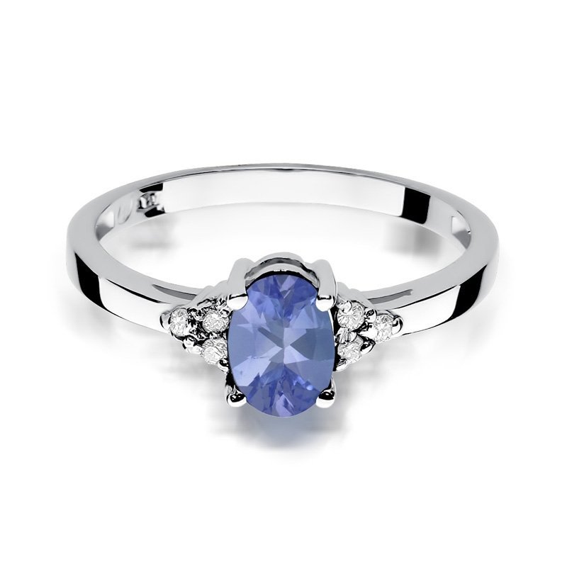 Pierścionek złoty 585 z brylantami 0,05ct tanzanitem 0,70ct W-308