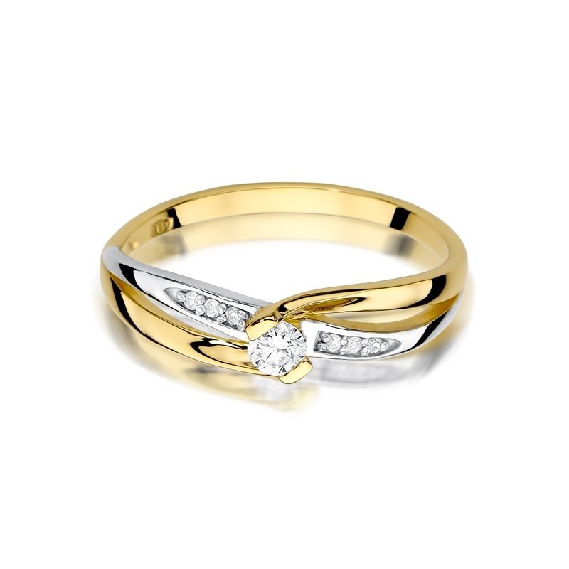 Pierścionek złoty 585 z brylantami 0,13ct zaręczynowy W-415