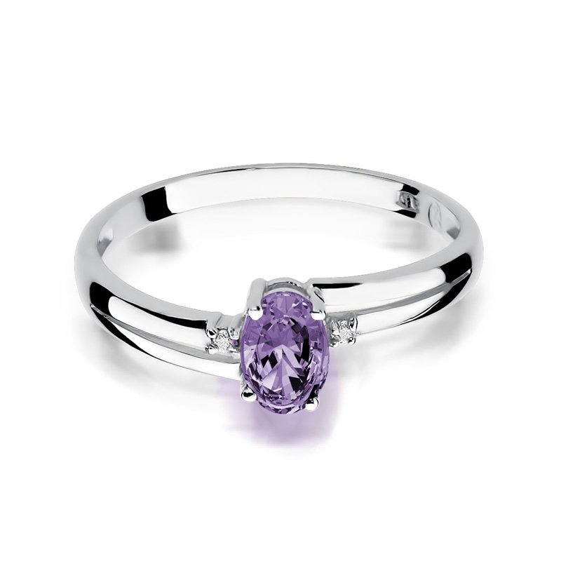 Pierścionek złoty 585 z brylantami 0,03ct tanzanitem 0,40ct W-68