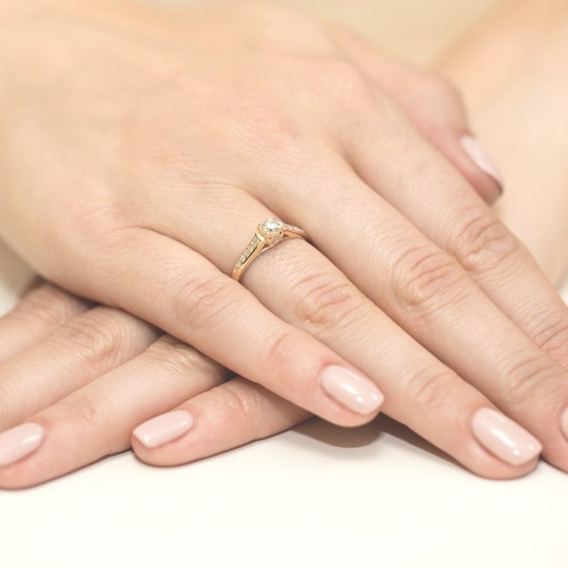 Pierścionek złoty 585 z brylantami 0,33ct W-16 zaręczynowy W-16