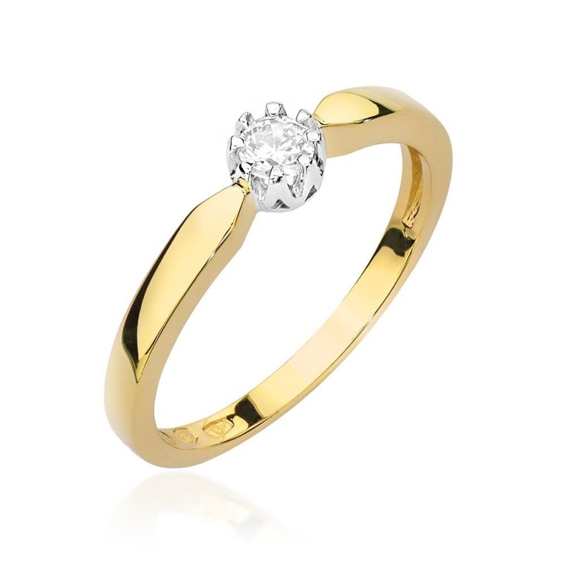 Pierścionek złoty 585 z brylantem 0,15ct zaręczynowy W-450B