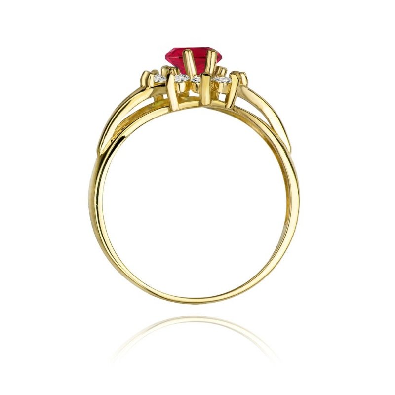 Pierścionek złoty 585 z brylantami 0,30ct rubinem 1,0ct W-37