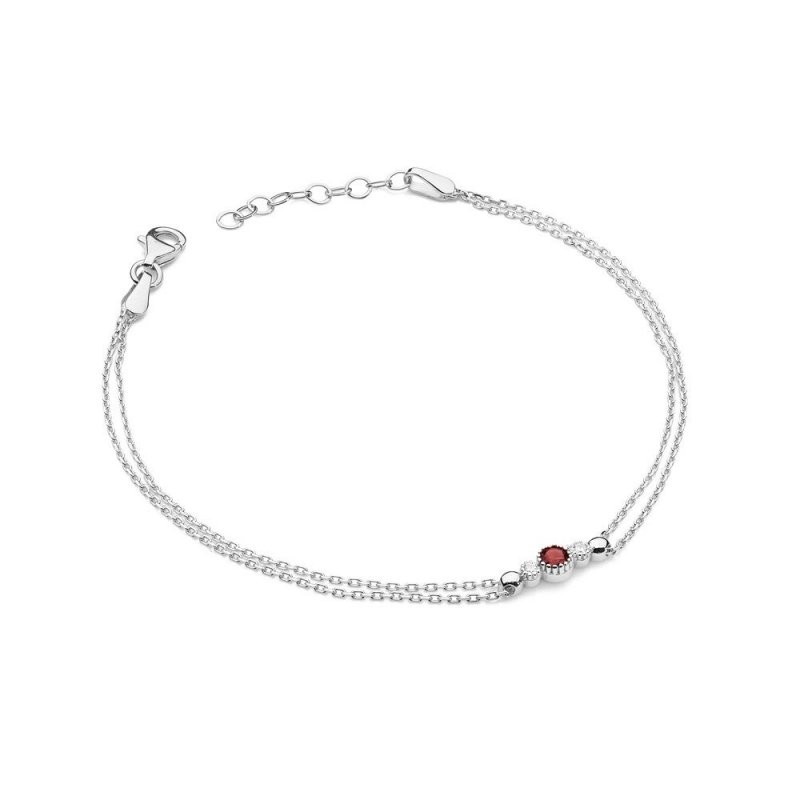 Bransoletka złota 585 z brylantami rubinem B-005