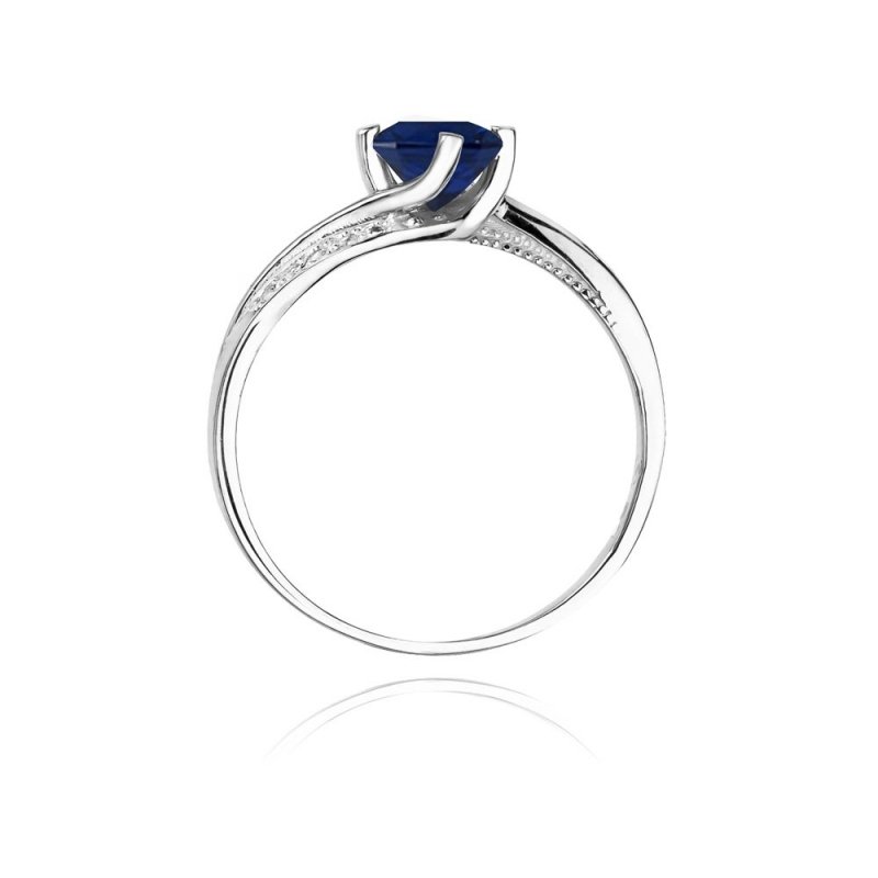 Pierścionek złoty 585 z brylantami 0,05ct szafirem 0,50ct W-84