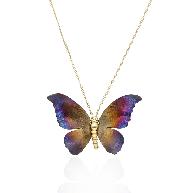 Naszyjnik srebrny 925 z tytanem przepiękny motyl