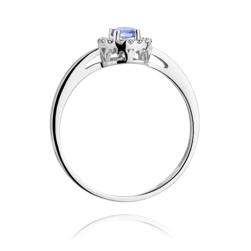 Pierścionek złoty 585 z brylantami 0,08ct tanzanitem 0,15ct W-238