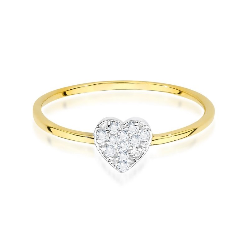 Pierścionek złoty 585 z brylantem 0,1ct serce BC-041