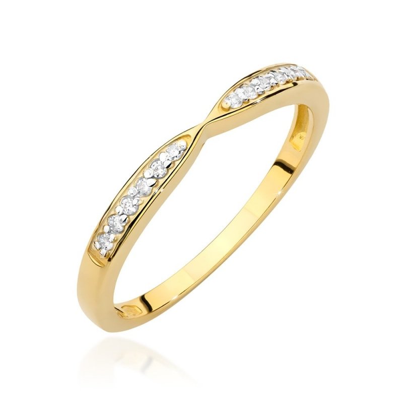 Pierścionek złoty 585 z brylantami 0,096ct obrączka BC-003