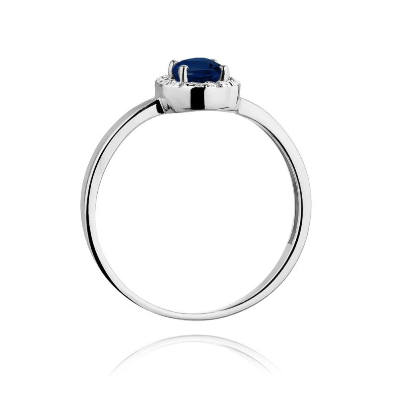 Pierścionek złoty 585 z brylantami 0,08ct szafirem 0,70ct W-330