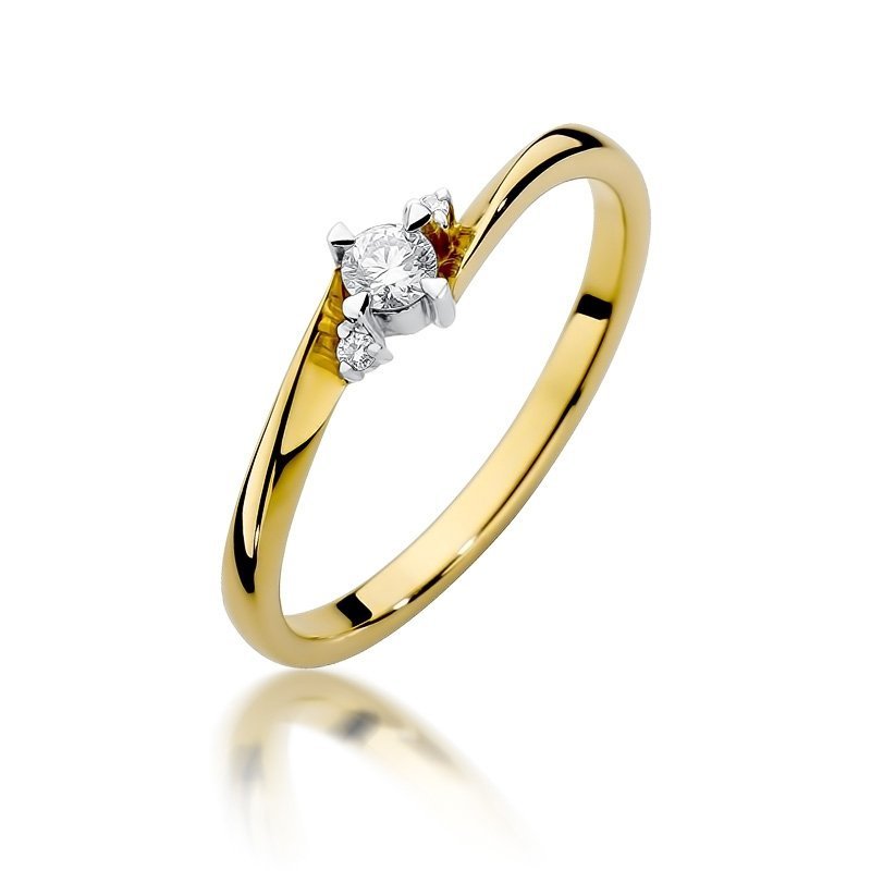 Pierścionek złoty 585 z brylantami 0,12ct zaręczynowy W-346