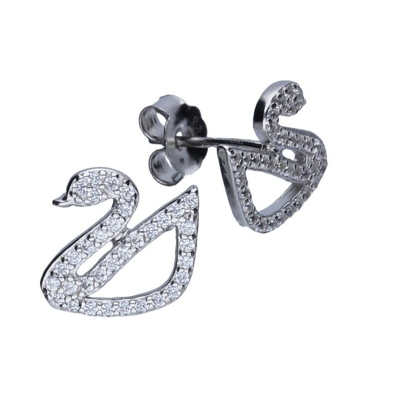 KOLCZYKI SREBRNE 925 ŁABĘDZIE