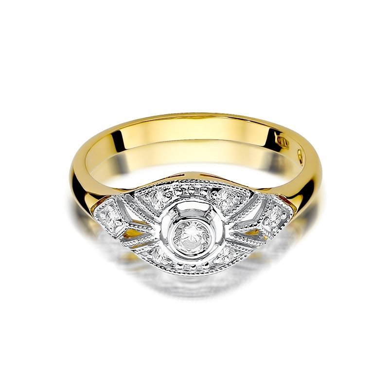 Pierścionek złoty 585 z brylantem 0,19ct zaręczynowy W-413