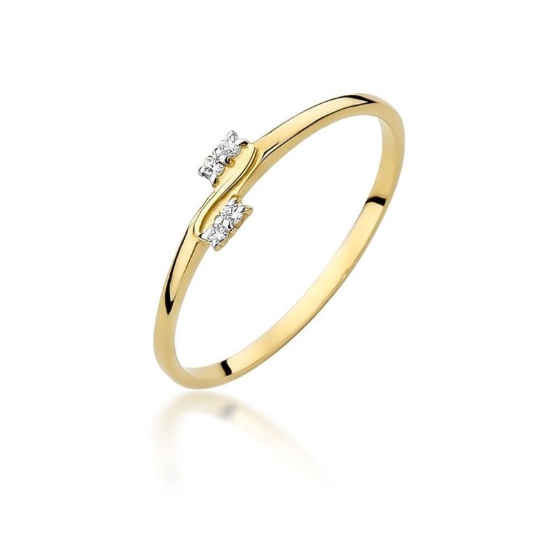 Pierścionek złoty 585 z brylantami 0,03ct obrączka W-505