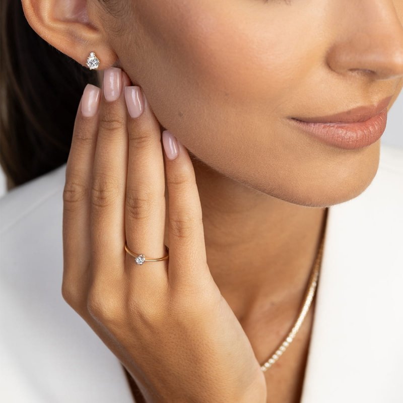 Pierścionek złoty 585 diament laboratoryjny 0,10ct W0220