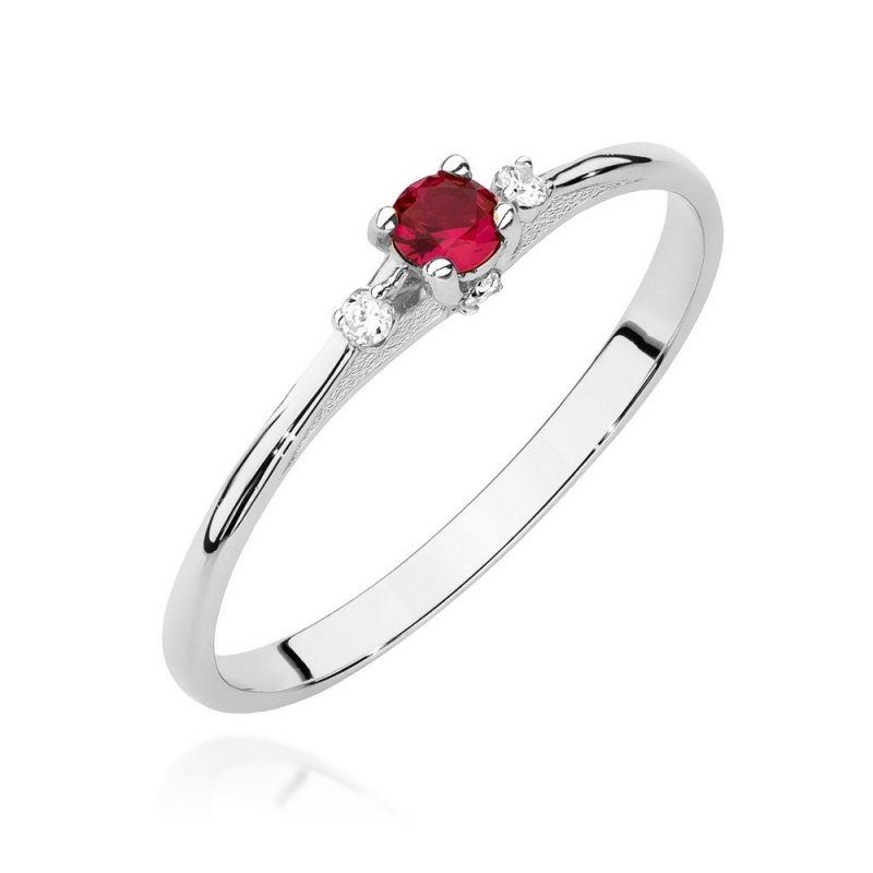 Pierścionek złoty 585 z brylantami 0,05ct rubinem 0,15ct BC-014