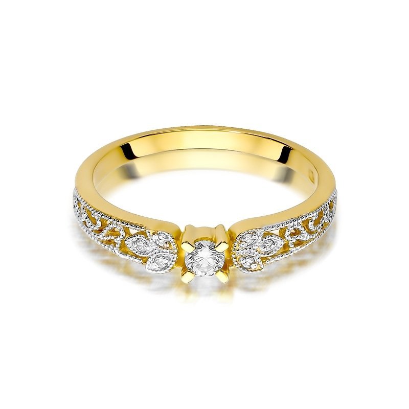 Pierścionek złoty 585 z brylantami 0,13ct zaręczynowy W-411