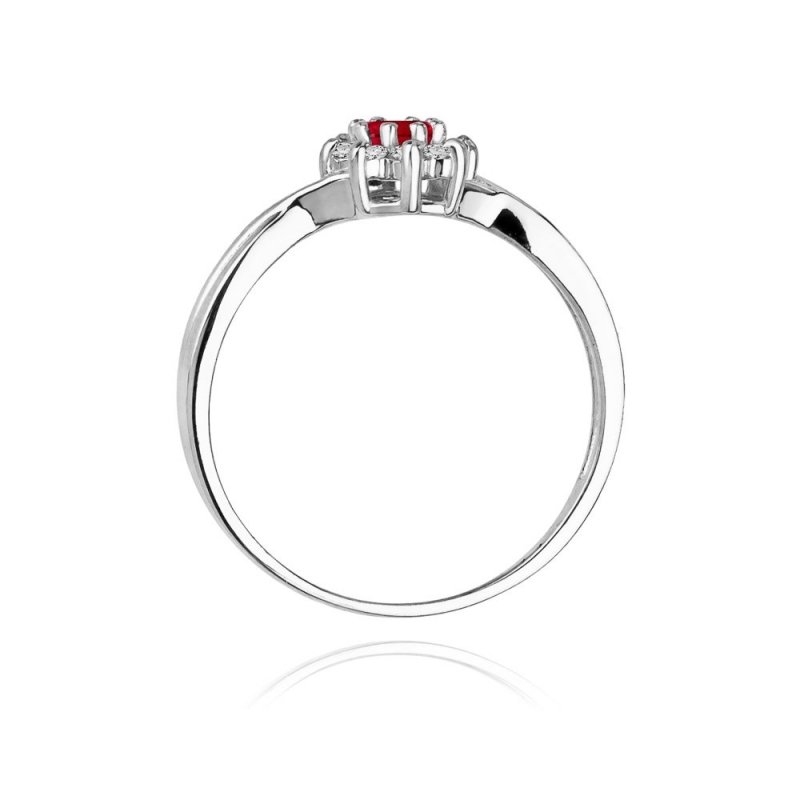 Pierścionek złoty 585 z brylantami 0,12ct rubinem 0,15ct W-72