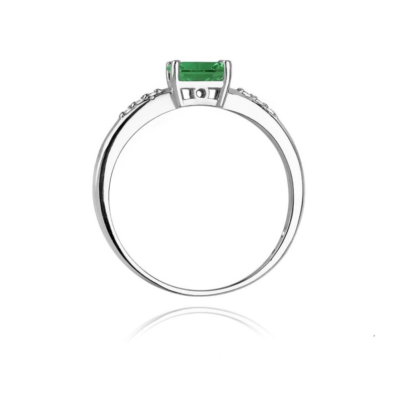 Pierścionek złoty 585 z brylantami 0,03ct szmaragdem 0,40ct W-77