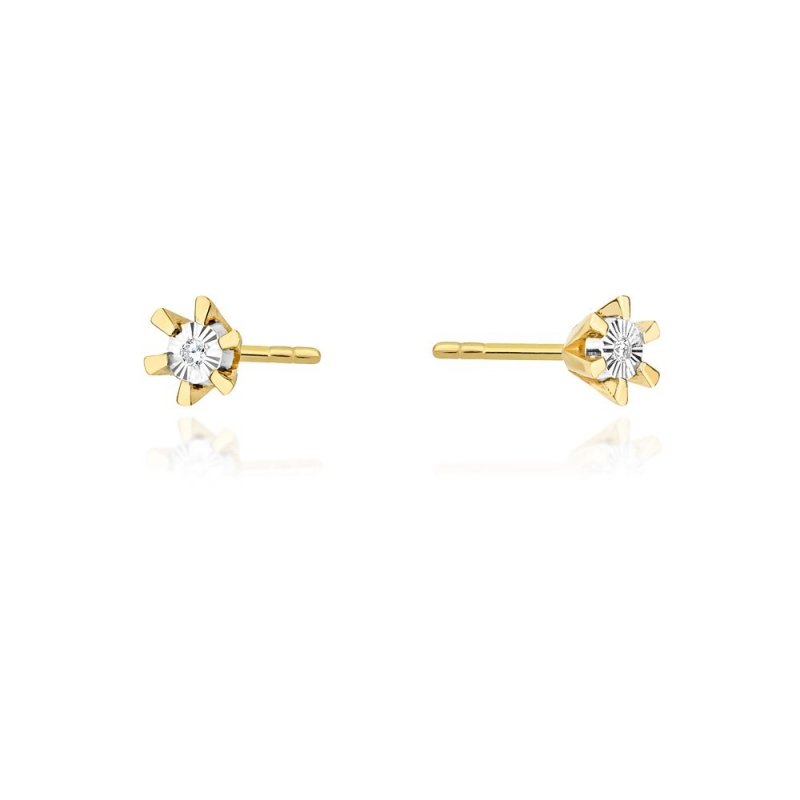 Kolczyki złote 585 brylantami 0,02ct KO-29T