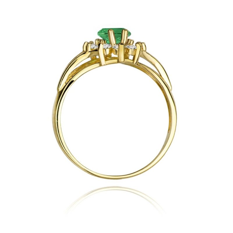 Pierścionek złoty 585 z brylantami 0,30ct szmaragdem 0,80ct W-37
