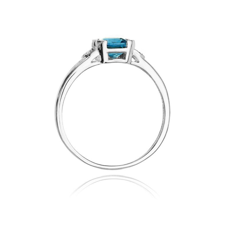 Pierścionek złoty z topazem 585 brylanty W-40 topaz