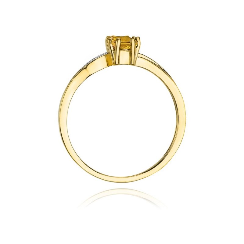 Pierścionek złoty 585 z brylantami 0,03ct cytrynem 0,60ct W-94